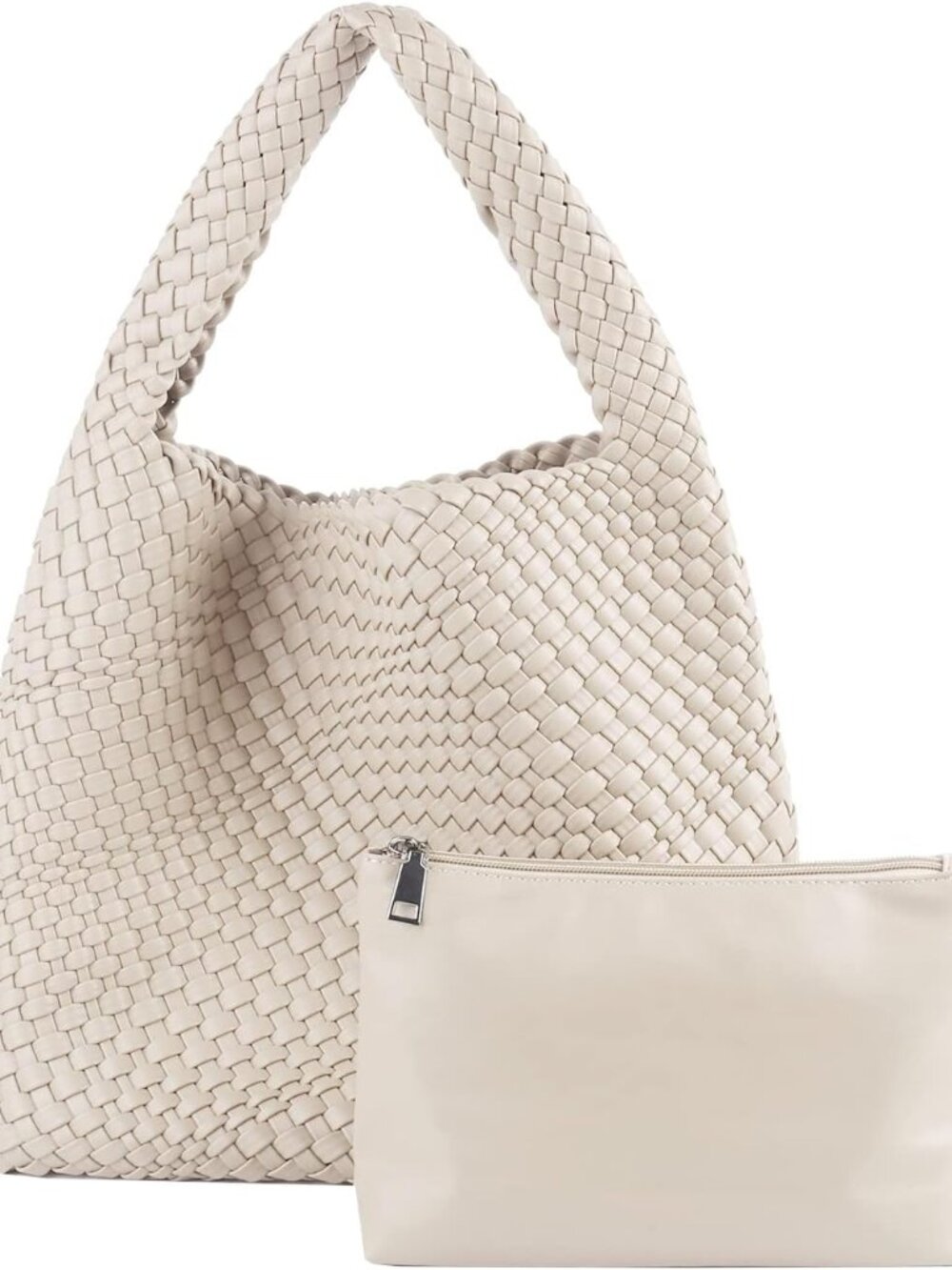 Woven Tote Bag with Small Purses for Women, Vegan Leather Hobo Bags Straw Handba